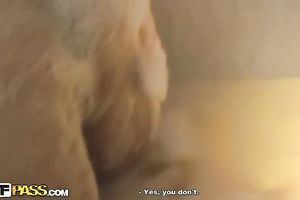 Cute Russian blondie enjoying a wonderful hawt baths tub with lather