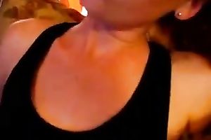 Red haired gorgeous horny white wife in dark reservoir top enjoys blowing unyielding knob on livecam