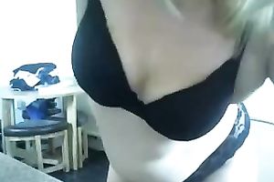 Hot like fire barefaced blond slutwife of mine disrobes and flashes milk cans