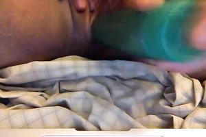 My hot girl pushing juicy snatch with large sex toy in non-professional episode