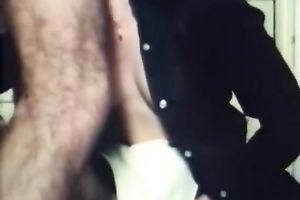 Filthy vintage white milf having indecent three-some in the kitchen