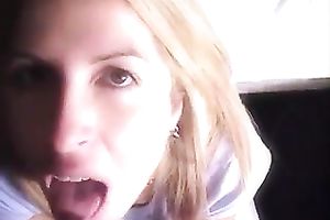 Lovely blond slutty wife engulfing me off in arousing non-professional video