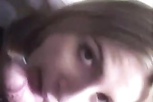 Lovely blond slutty wife engulfing me off in arousing non-professional video