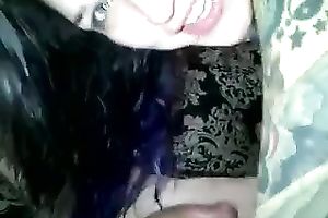 Lewd dark brown with pale cute face got so busy with deepthroating my buddy