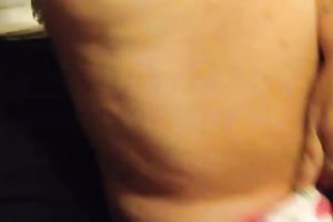 Chubby whorable wife of my neighbour was masturbating her beefy cum-hole