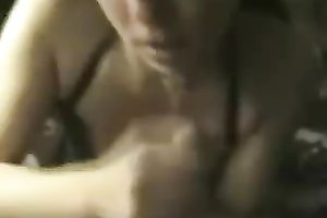 Awesome blond beauty jerking off my 10-Pounder and engulfing it with excitement