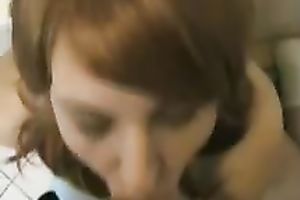 Redhead college whore receives facialized after sucking my prick