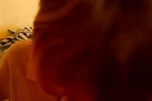 My shy short-haired GF gives head to me and rides my penis