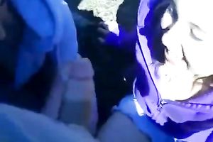 Young and lustful red head gives her boyfriend an outdoor oral