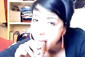 Horny doxy engulfing my rod deepthroat in front of camera