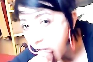 Horny doxy engulfing my rod deepthroat in front of camera