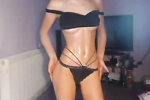 Stunning European honey posing seductively in front of camera