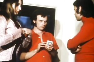 Two sexy juvenile brunettes and one stud in classic three-some