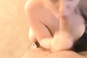 Blonde ravishing breasty GF of my buddy gave him such a admirable fellatio