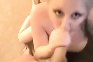 Blonde ravishing breasty GF of my buddy gave him such a admirable fellatio