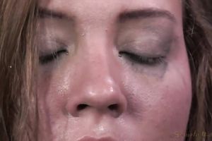 Getting hands fastened up behind the back pliant playgirl gives BJ to corporalist