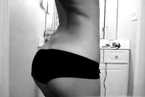 My hawt and skanky dilettante GF stripteases on cam in the bathroom