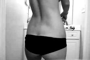 My hawt and skanky dilettante GF stripteases on cam in the bathroom