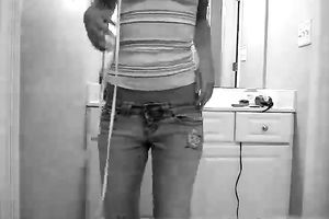 My hawt and skanky dilettante GF stripteases on cam in the bathroom