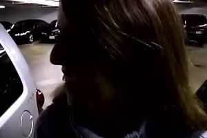 Naughty white cum loving milf acquires facial on the parking lot