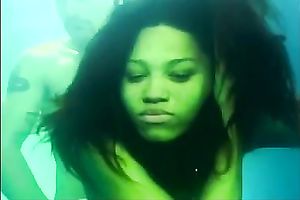 Rare porn video of cute ebony amateur wife having sex underwater