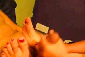 Handjob and footjob by my hawt student chick on POV movie