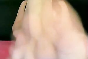 Kinky natural pale dark brown tickles tenderly her muff on web camera