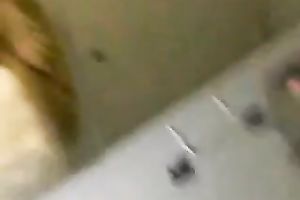 Beautiful golden-haired slut in the teach eating cum after quickie