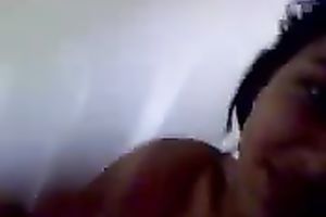 Asian cutie was willing to expose her quite good natural meatballs on camera