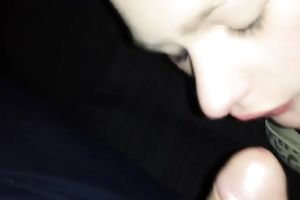 Pale dilettante perverted floozy was engulfing my friend's meaty large lollicock