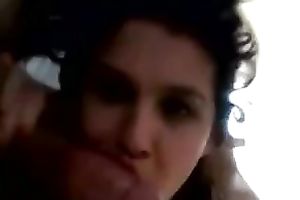 Amazing bosomy black haired dilettante horny white wife of my ally gives him head