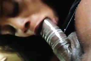 Jamaican freak sucking on my knob with cum drum on it