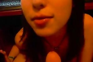 My cute Asian girlfriend gives me astounding blowjob in POV