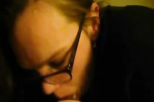 My nerdy four-eyed neighbor shows her cock-sucking skills to me