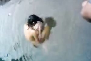 Hot and breasty dilettante teen honey swimming bare in the river