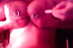 Kinky dilettante nympho undressed her puffy pierced teats and large wobblers