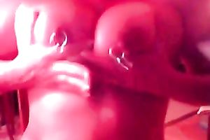 Kinky dilettante nympho undressed her puffy pierced teats and large wobblers