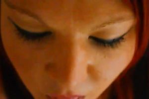 Red haired gal engulfing moist shlong balls deep in POV movie