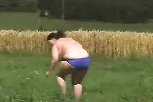 Thickalicious big beautiful woman girlfriend is playing in the field exposed