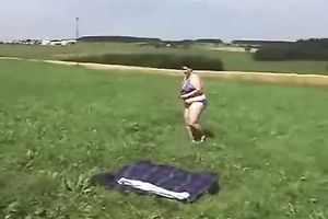 Thickalicious big beautiful woman girlfriend is playing in the field exposed