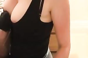 Busty white bitch on webcam stroking my 10-Pounder wearing gloves