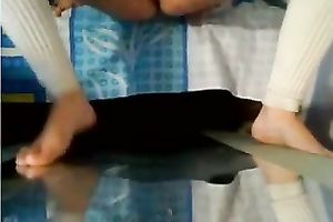 Leggy and breasty dilettante brunette hair playgirl masturbated her arsehole with marital-device