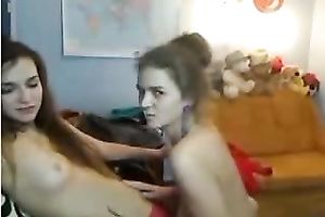 Two slender cute brunette lesbian babes kissed and ate out moist vaginas