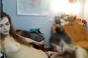 Two slender cute brunette lesbian babes kissed and ate out moist vaginas