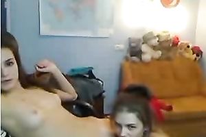 Two slender cute brunette lesbian babes kissed and ate out moist vaginas