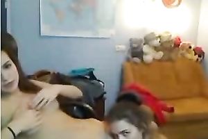 Two slender cute brunette lesbian babes kissed and ate out moist vaginas