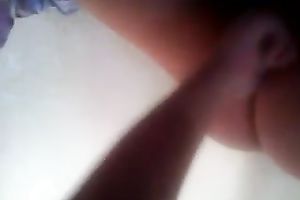 My Russian girlfriend turns her butt to my side and I plug a sex toy