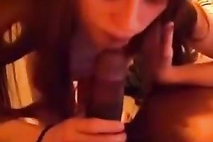 Dark haired and bootyful white playgirl could not stop engulfing delicious BBC