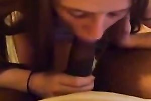 Dark haired and bootyful white playgirl could not stop engulfing delicious BBC