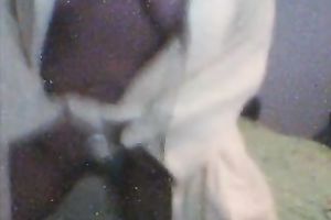 Amateur golden-haired flashes her large natural zeppelins for the cam